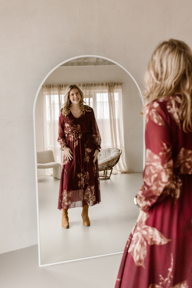 Kleid Modell Suze Bordeaux/Geblümt