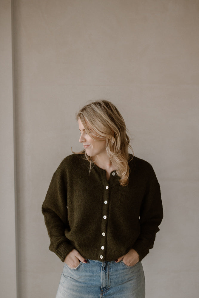 Strickjacke Moos Creme