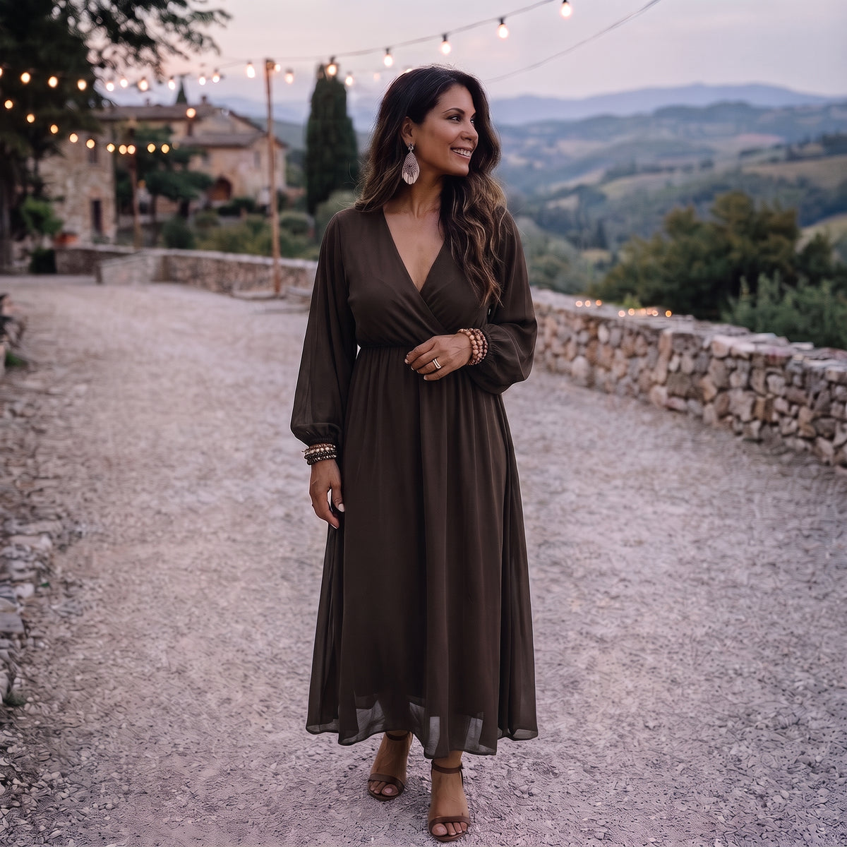 Lola party dress - Brown