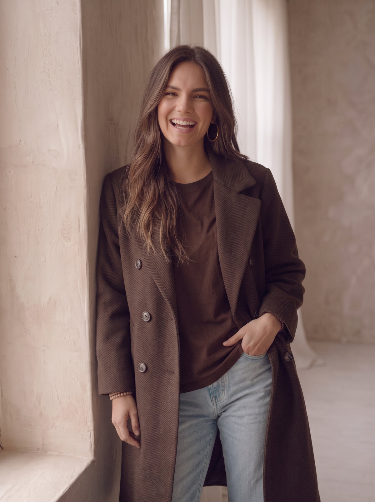 Fleur marled coat - Brown