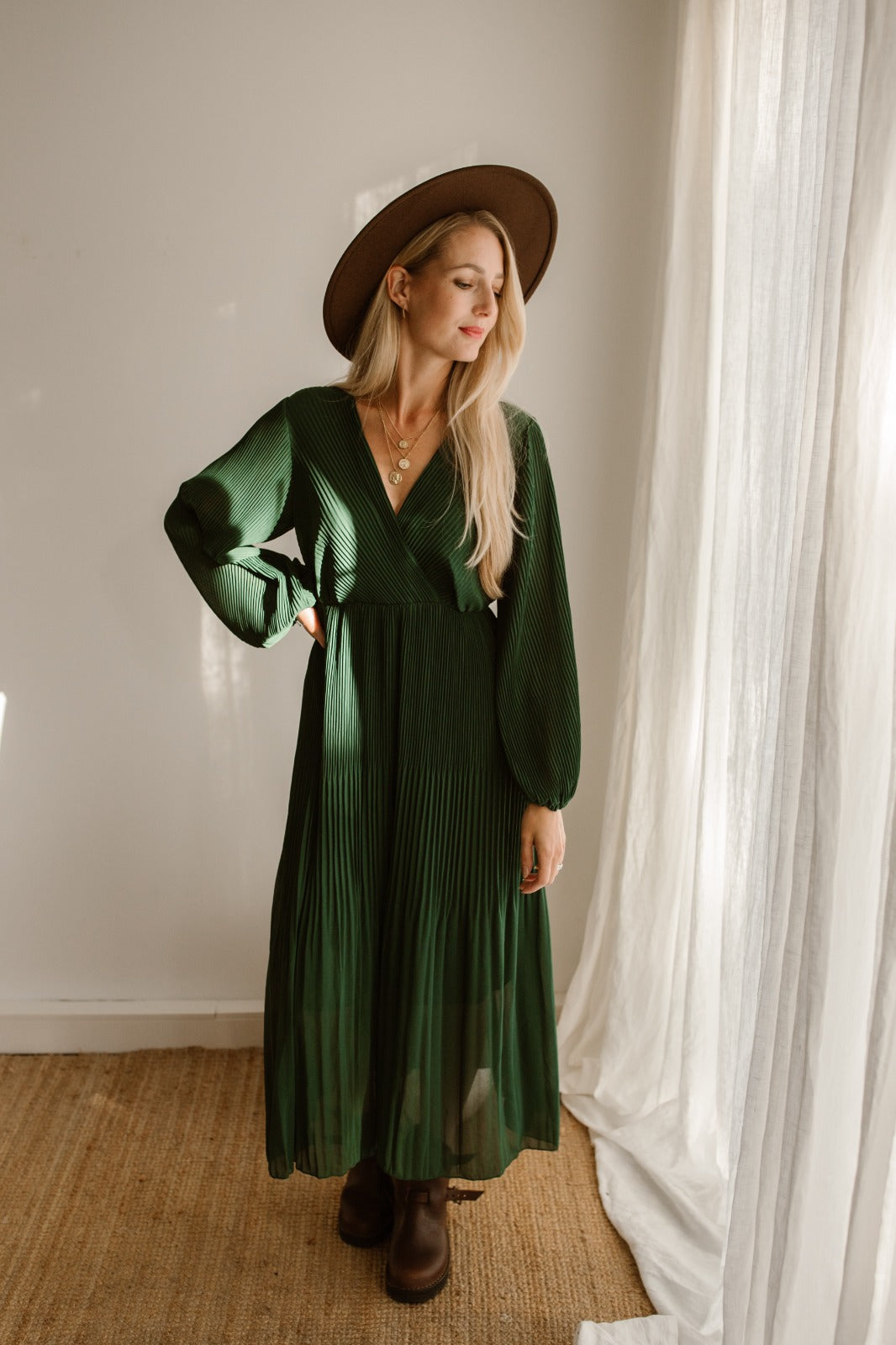 Dress fem green