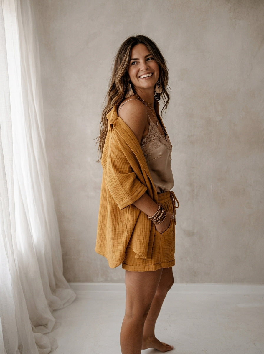 STUDIO PIECE ⚡Blouse mousseline camel